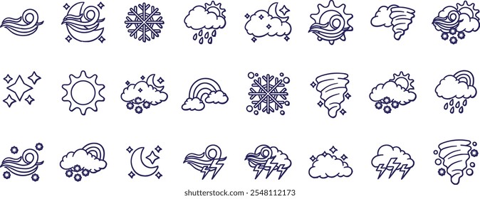 Wettersymbol. Enthaltend Temperatur, Sonne, Regen, Schnee, Wolke, Luftfeuchtigkeit, Sommer .