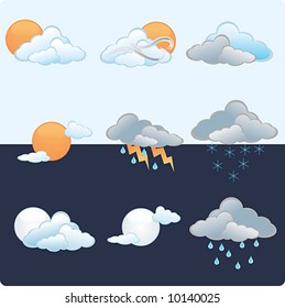 Weather Icon set  with dark and light background example