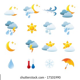 Weather Icon Set. Easy To Edit Vector Image.