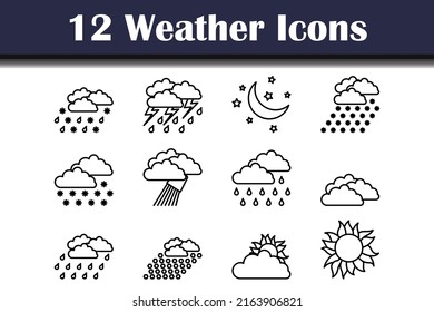 Weather Icon Set. Editable Bold Outline With Color Fill Design. Vector Illustration.