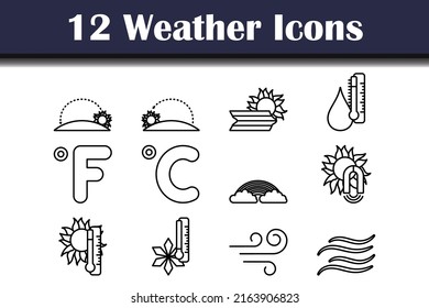 Weather Icon Set. Editable Bold Outline With Color Fill Design. Vector Illustration.