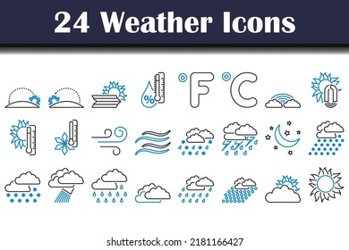 Weather Icon Set. Editable Bold Outline With Color Fill Design. Vector Illustration.
