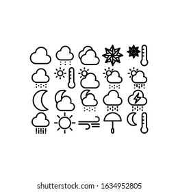 Weather Icon Set. Editable Outline Style Vector Logo Template.