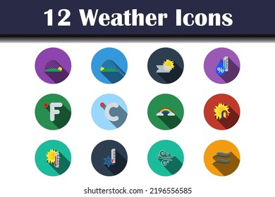 Weather Icon Set. Flat Design With Long Shadow. Vector illustration.