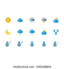 Weather icon set with flat style simple for ui and ux app