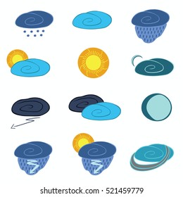 Weather icon set in flat style. Meteorology template instruments for app and web.