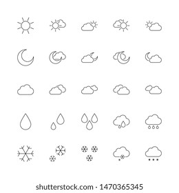 weather icon set. flat thin line forecast pictogram collection. vector symbols easy to edit and customize. eps 10