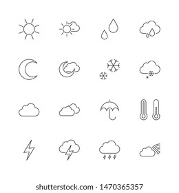 weather icon set. flat thin line forecast pictogram collection. vector symbols easy to edit and customize. eps 10