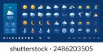 Weather icon set. Forecast weather flat symbols