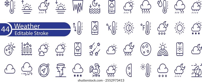 Weather icon set. Forecast weather flat symbols
