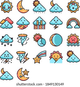 Weather icon set with full of color