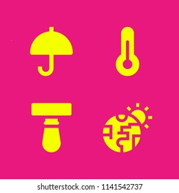 weather icon set. With global warming, thermometer and blade  vector icons for graphic design and web