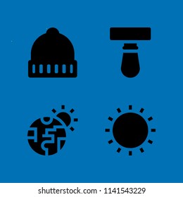weather icon set. With global warming, winter hat and sun  vector icons for graphic design and web