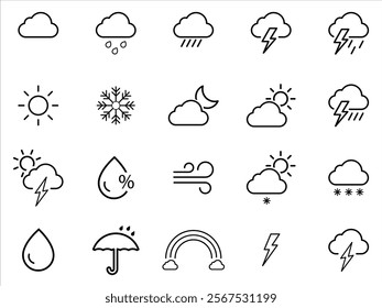 Weather icon set. Weather icons for web. Forecast weather flat symbols. Pictogram vector icons. Vector icons, vector symbol. wheather.