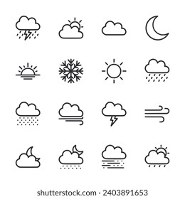 Weather icon set isolated on white