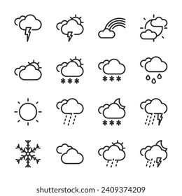 Weather icon set isolated on white