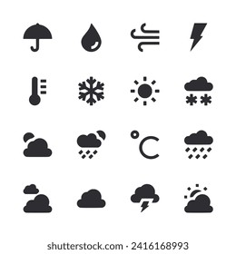 Weather icon set isolated on white
