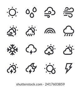 Weather icon set isolated on white