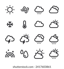 Weather icon set isolated on white