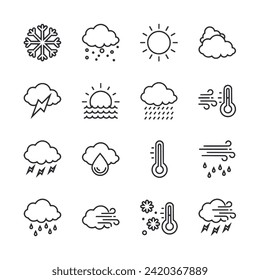 Weather icon set isolated on white
