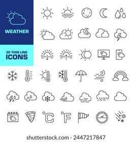 Icono de Clima. Conjunto de iconos de Clima. Estilo lineal.