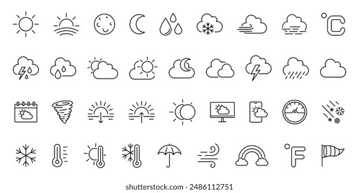 Weather icon. Weather icon set. Linear style.