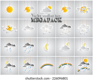 Weather icon set made by paper