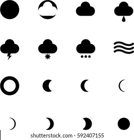 Weather icon set, minimal black icons
