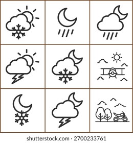 Weather Icon Set Minimalist Design Elements for Web and Mobile Applications.