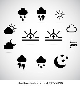 Weather icon set on background. Vector art.