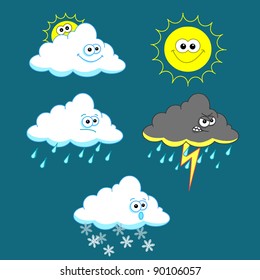 Weather icon set on blue background
