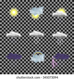 weather icon set on transparent background. Vector illustration. 