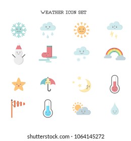 Weather icon set on white background. Vector illustration.