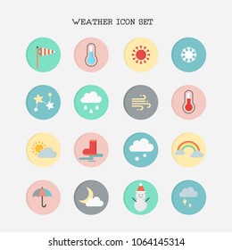 Weather icon set on white background. Vector illustration.