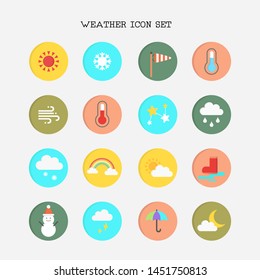 Weather icon set on white background. Vector illustration.