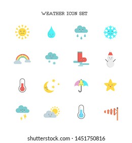 Weather icon set on white background. Vector illustration.