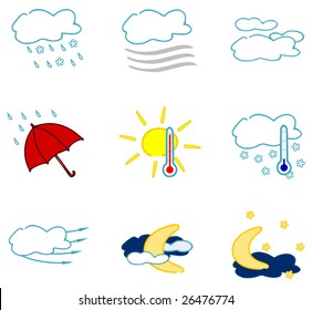 Weather icon set on white 2 - vector.