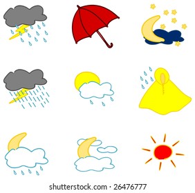 Weather icon set on white 3 - vector.