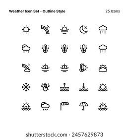 Weather icon set in outline style