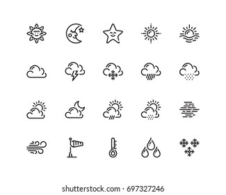 Weather icon set, outline style