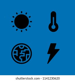 weather icon set. With ozone layer, thermometer and lightning  vector icons for graphic design and web