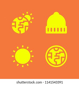 weather icon set. With ozone layer, global warming and winter hat  vector icons for graphic design and web