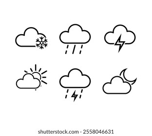 weather icon. icon set. rainy, cloudy and meteorological weather. vector cloud symbol for web, mobile. Line design style. vector design template.