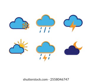 weather icon. icon set. rainy, cloudy and meteorological weather. vector cloud symbol for web, mobile. colored flat design style. vector design template.