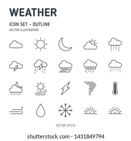 Weather icon set. Simple icons design. Outline weather icon set.