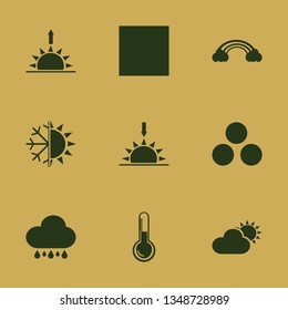 weather icon set with snowflake sun, sunset and sunrise vector illustration