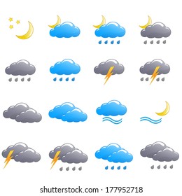 Weather icon set summer night isolated