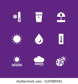 weather icon set. sun, blade and global warming vector icon for graphic design and web