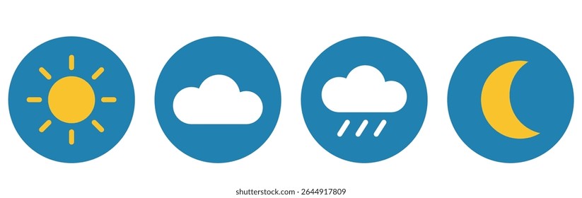 Weather Icon Set – Sun, Cloud, Rain, and Moon Symbols