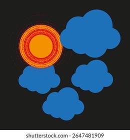Weerpictogram ingesteld. Zonnewolkenontwerp. Collectie van klimaatsymbolen. Vector prognose elementen.